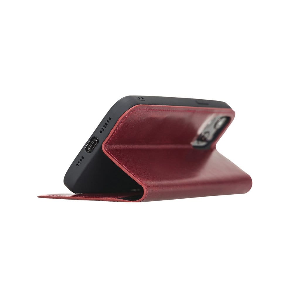 Red With Black Leather iPhone 12 Pro Max Wallet Case
