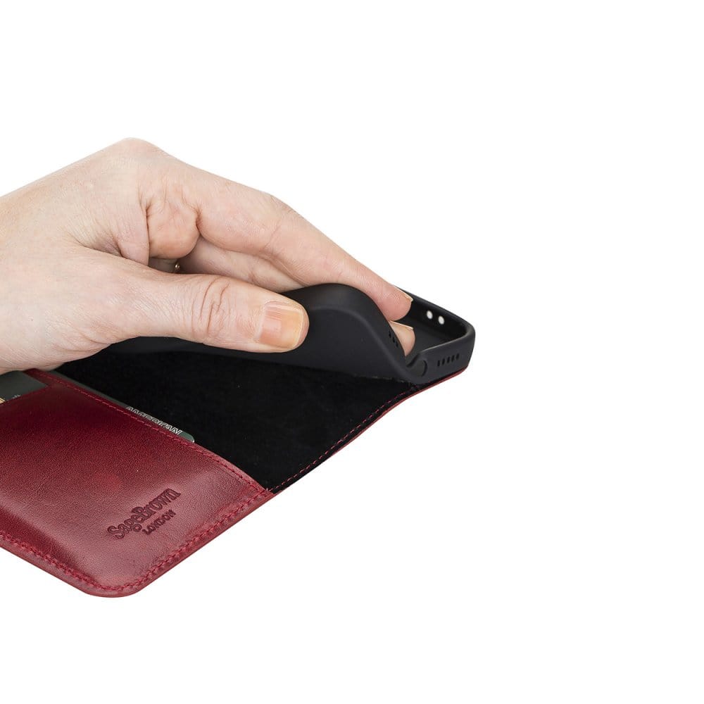 Red With Black Leather iPhone 12 Pro Max Wallet Case