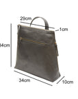 Leather 13" laptop backpack, pewter, dimensions