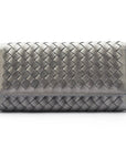 Silver Woven Leather Concertina Tall Purse