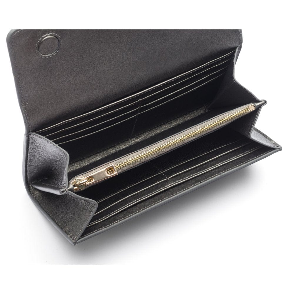 Silver Woven Leather Concertina Tall  Purse