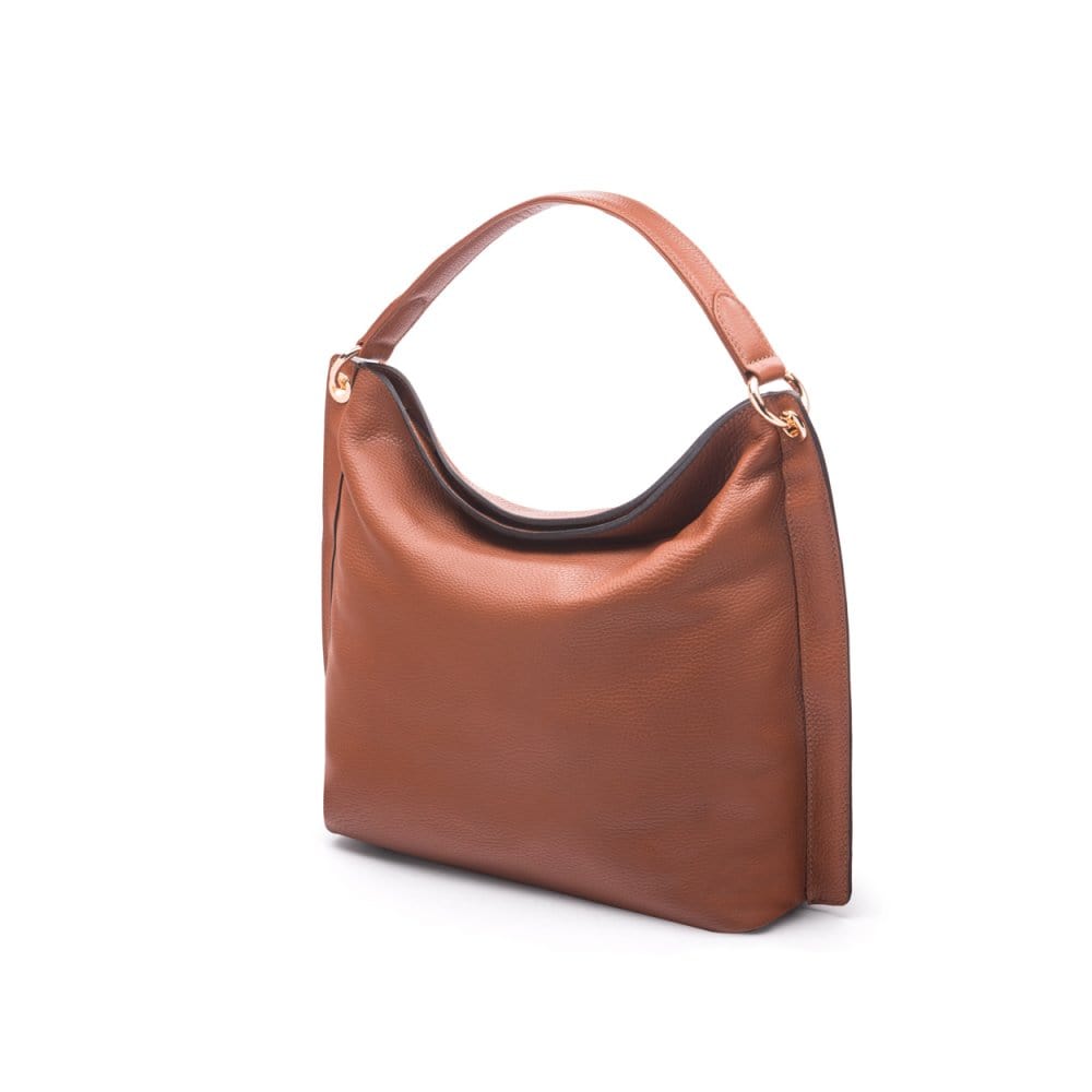 Carol Ann slouchy leather shoulder bag, tan, side