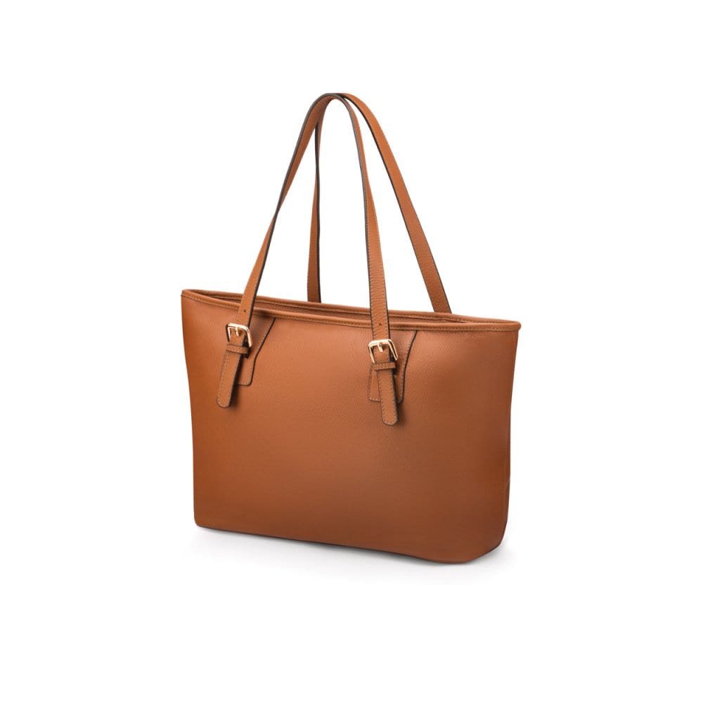 Women's leather 13" laptop workbag, tan
