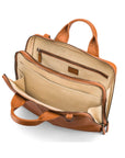 Leather 13" laptop briefcase, tan, open