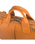 Leather 13" laptop briefcase, tan, zip closure