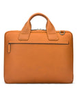 Leather 13" laptop briefcase, tan, back