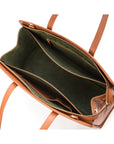 Ladies' leather 15" laptop handbag, tan, inside