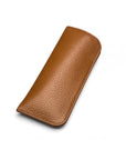 Large leather glasses case, tan, front