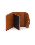 Large leather purse with 15 CC, tan, inside