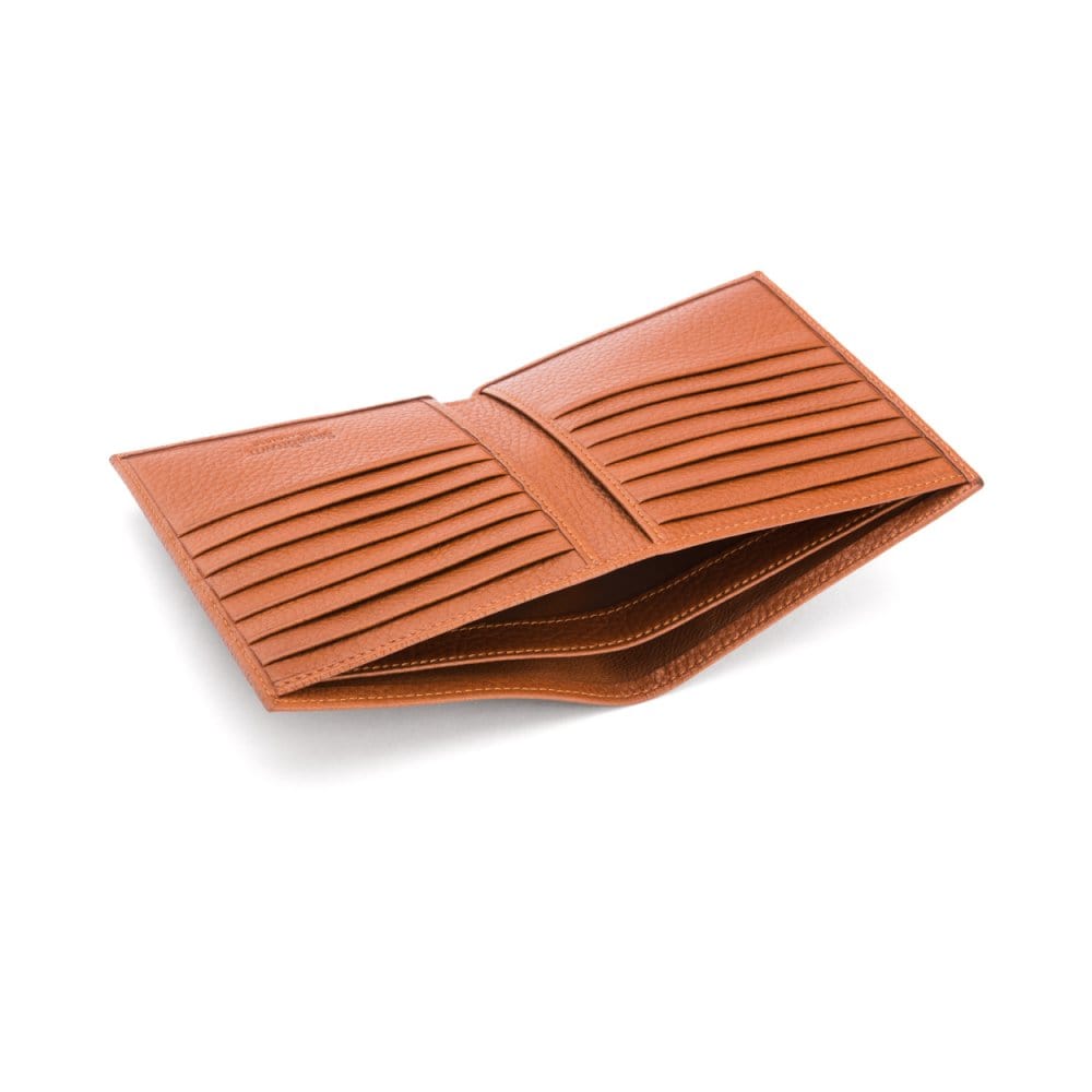 3/4 height leather wallet 14 CC, tan, inside