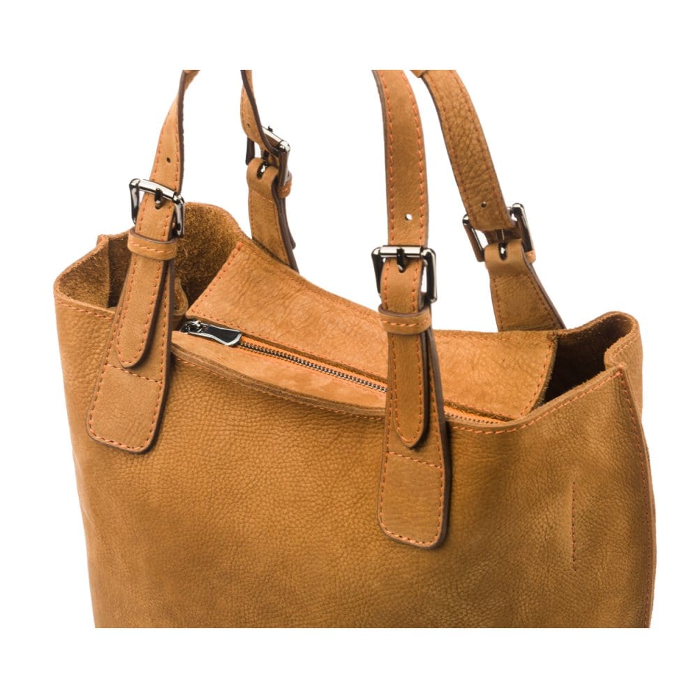 Megan Nubuck Hobo Handbag - Tan
