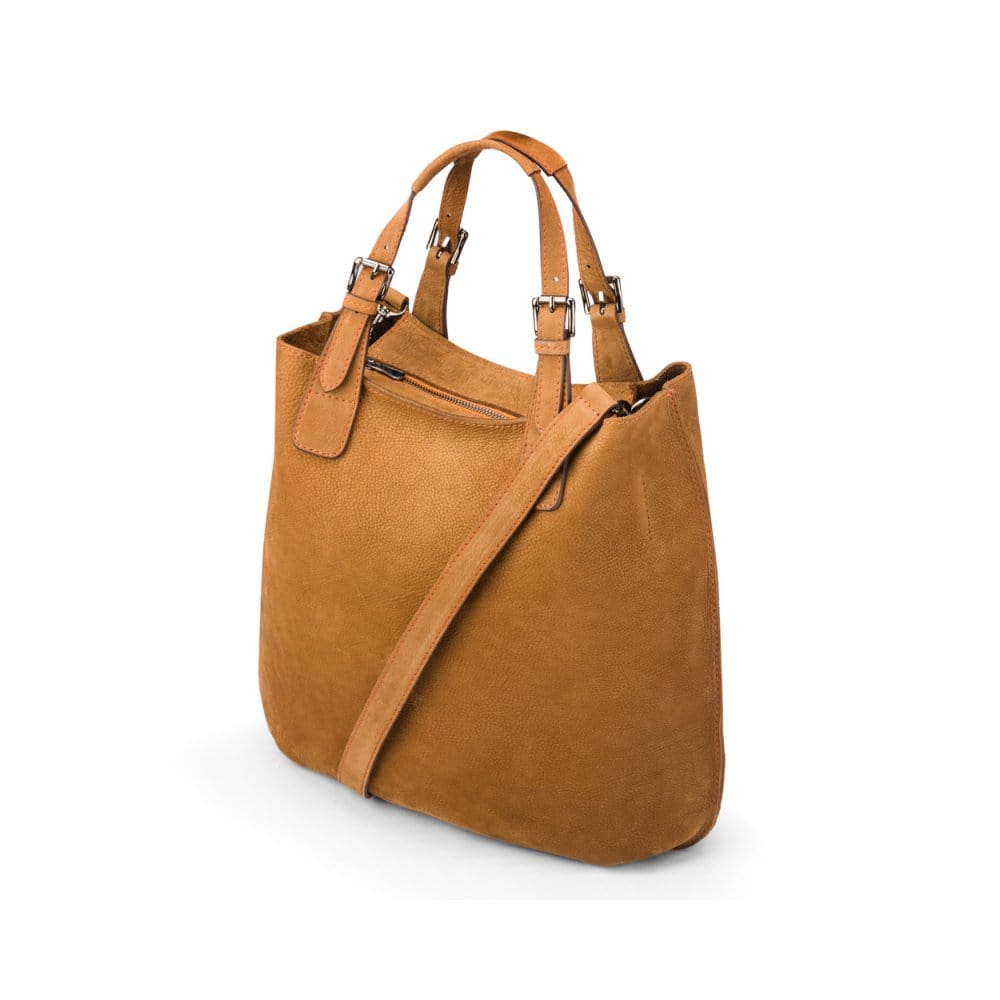 Megan Nubuck Hobo Handbag - Tan