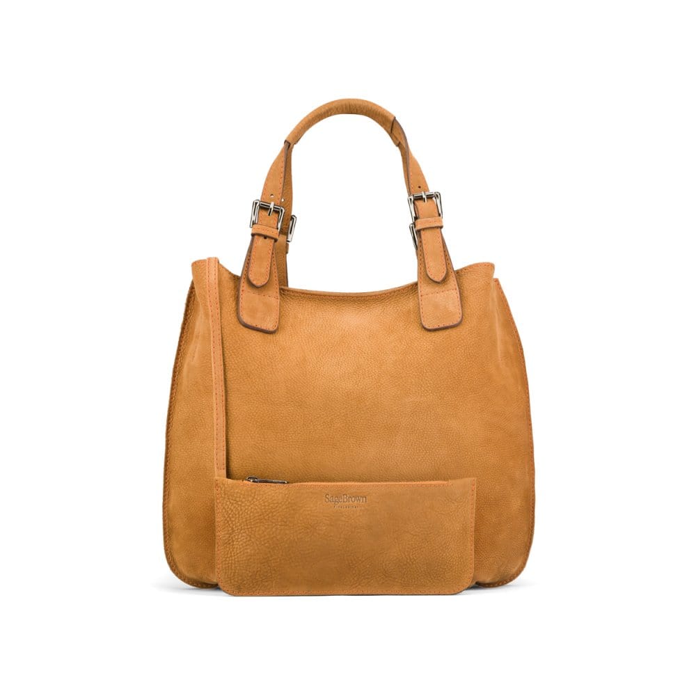 Megan Nubuck Hobo Handbag - Tan