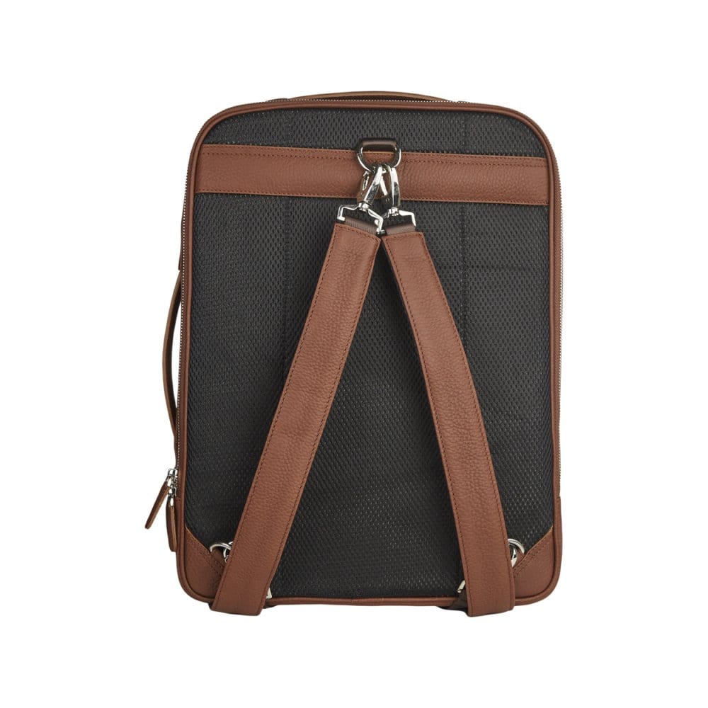 Tan Metropolitan Leather 15" Laptop Briefcase And Backpack