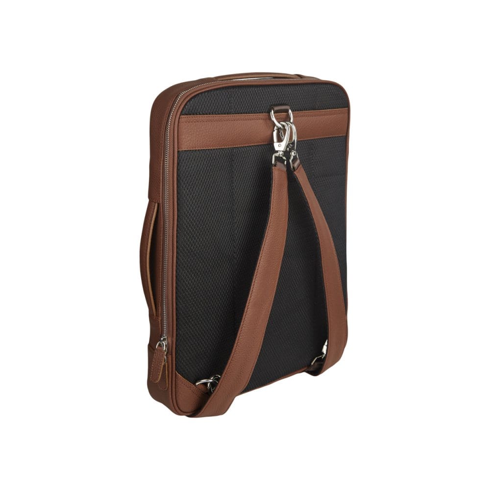 Tan Metropolitan Leather 15" Laptop Briefcase And Backpack
