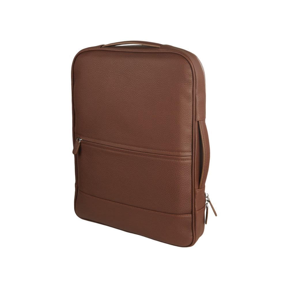 Tan Metropolitan Leather 15" Laptop Briefcase And Backpack