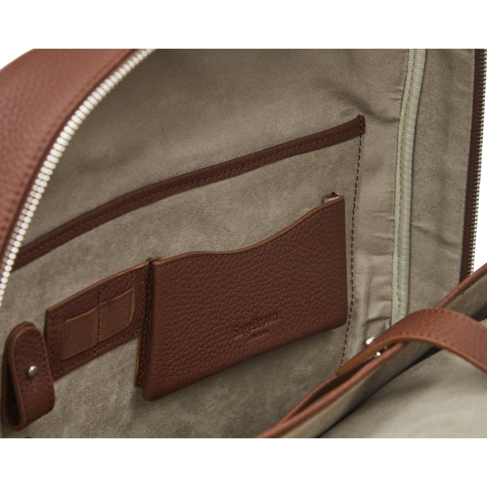 Tan Metropolitan Leather 15" Laptop Briefcase And Backpack