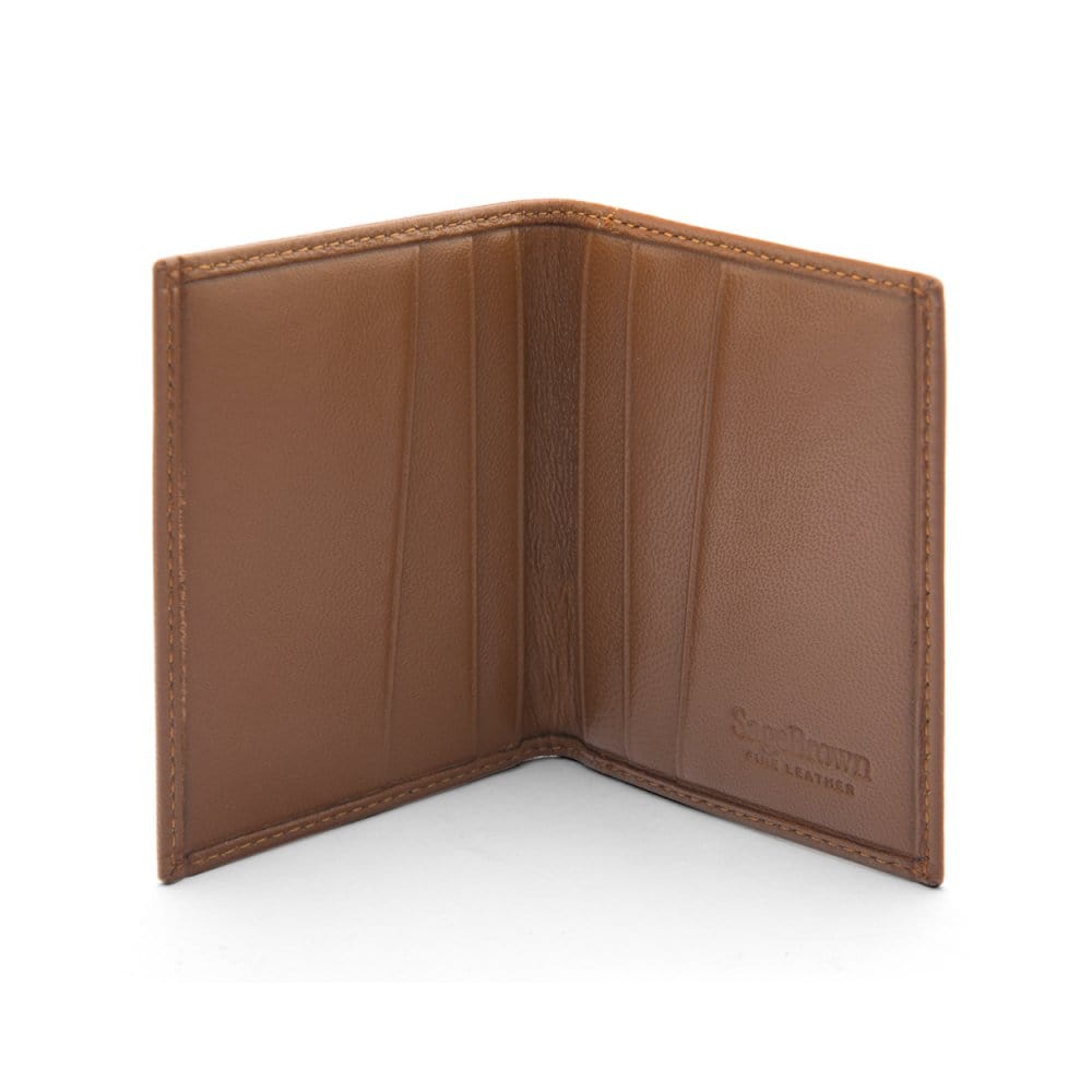 RFID leather credit card holder, light tan, inside