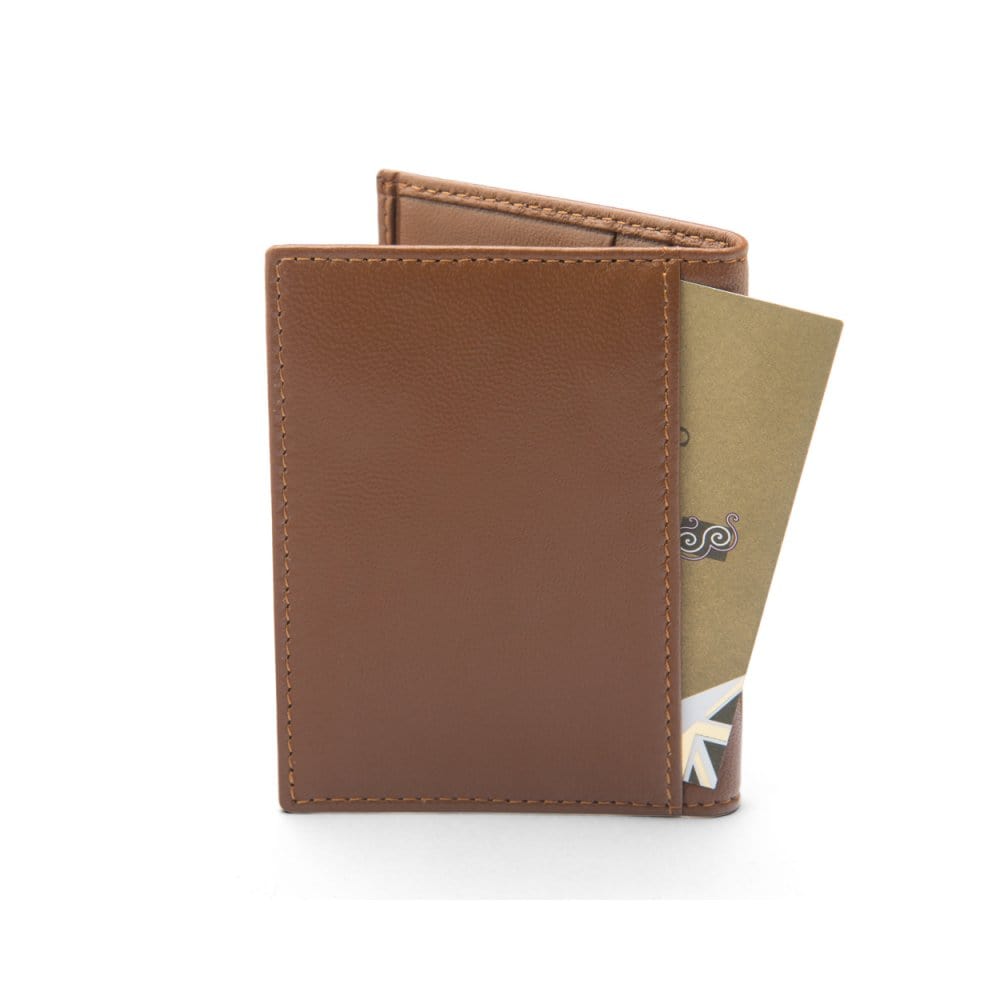 RFID leather credit card holder, light tan, back