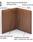 RFID leather credit card holder, soft tan, features