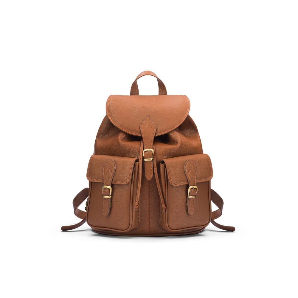 Small leather backpack, tan, front