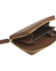 Small leather zip around coin purse, tan, interior