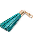 Decorative leather tassel, turquoise