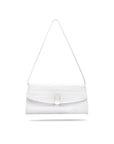 Leather clutch bag, white croc, short strap
