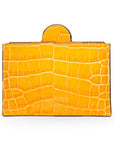 Compact leather mirror, yellow croc, back