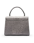 Leather top handle bag, Burnett bag, grey croc, back