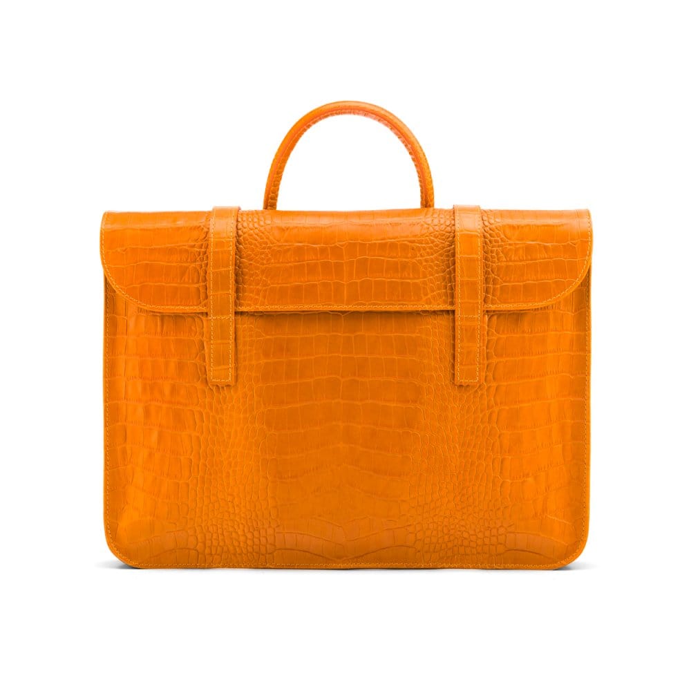Leather music bag, yellow croc, front