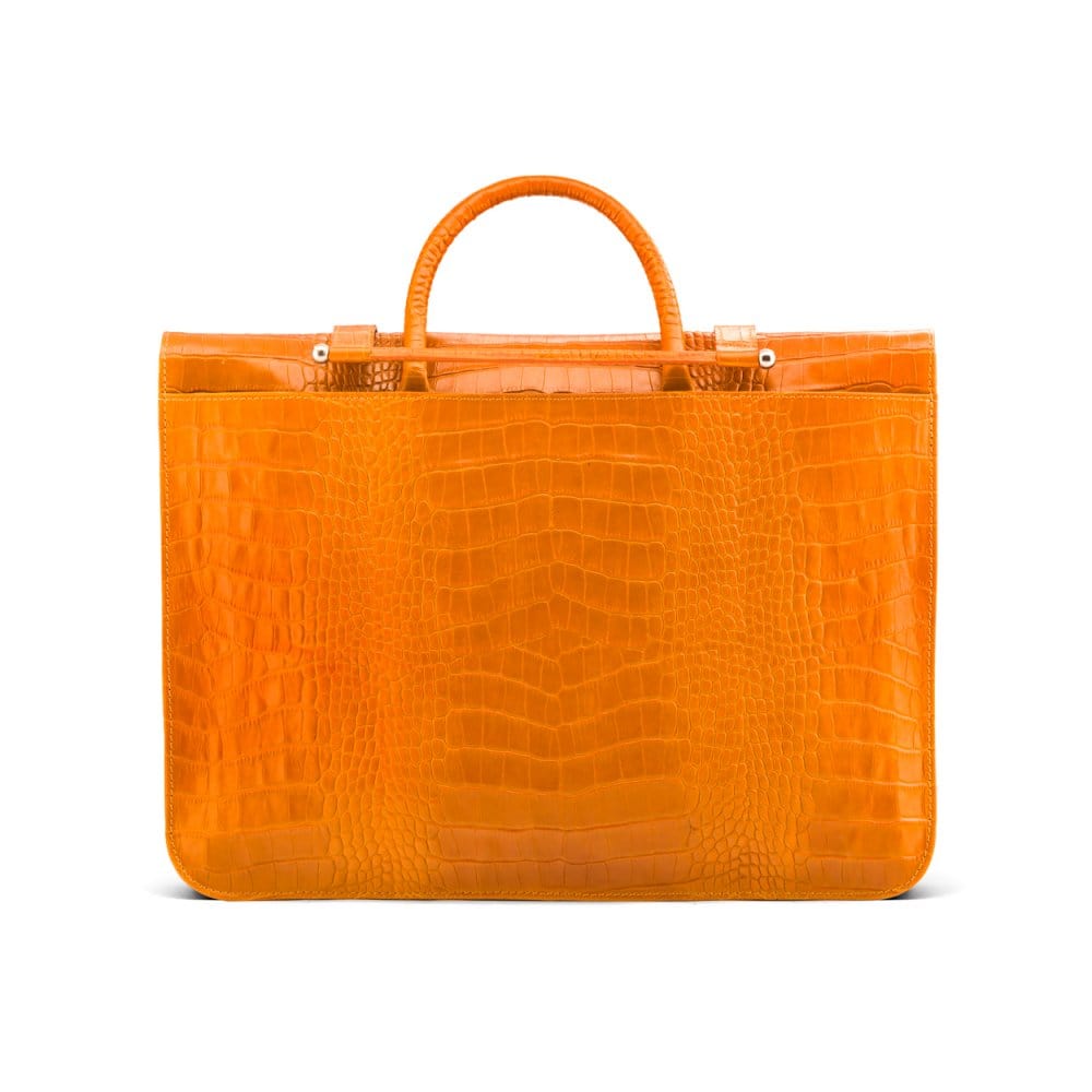 Leather music bag, yellow croc, back