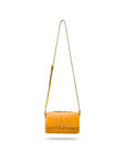 Compact crossbody bag, yellow croc, shoulder strap