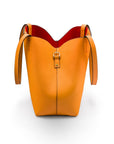 Leather tote bag, yellow, side view