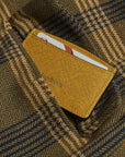 Yellow Saffiano Flat Leather Credit Card Case With RFID Blocking Lining