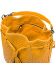 Yellow Kelly Woven Leather Bucket Bag