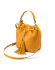 Yellow Kelly Woven Leather Bucket Bag