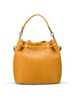 Yellow Kelly Woven Leather Bucket Bag