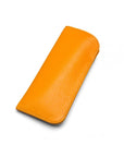 Large leather glasses case, yellow, front