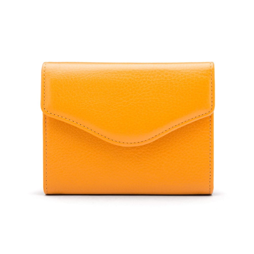 Large leather purse with 15 CC, yellow, front