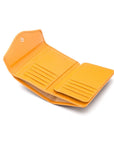 Large leather purse with 15 CC, yellow, open