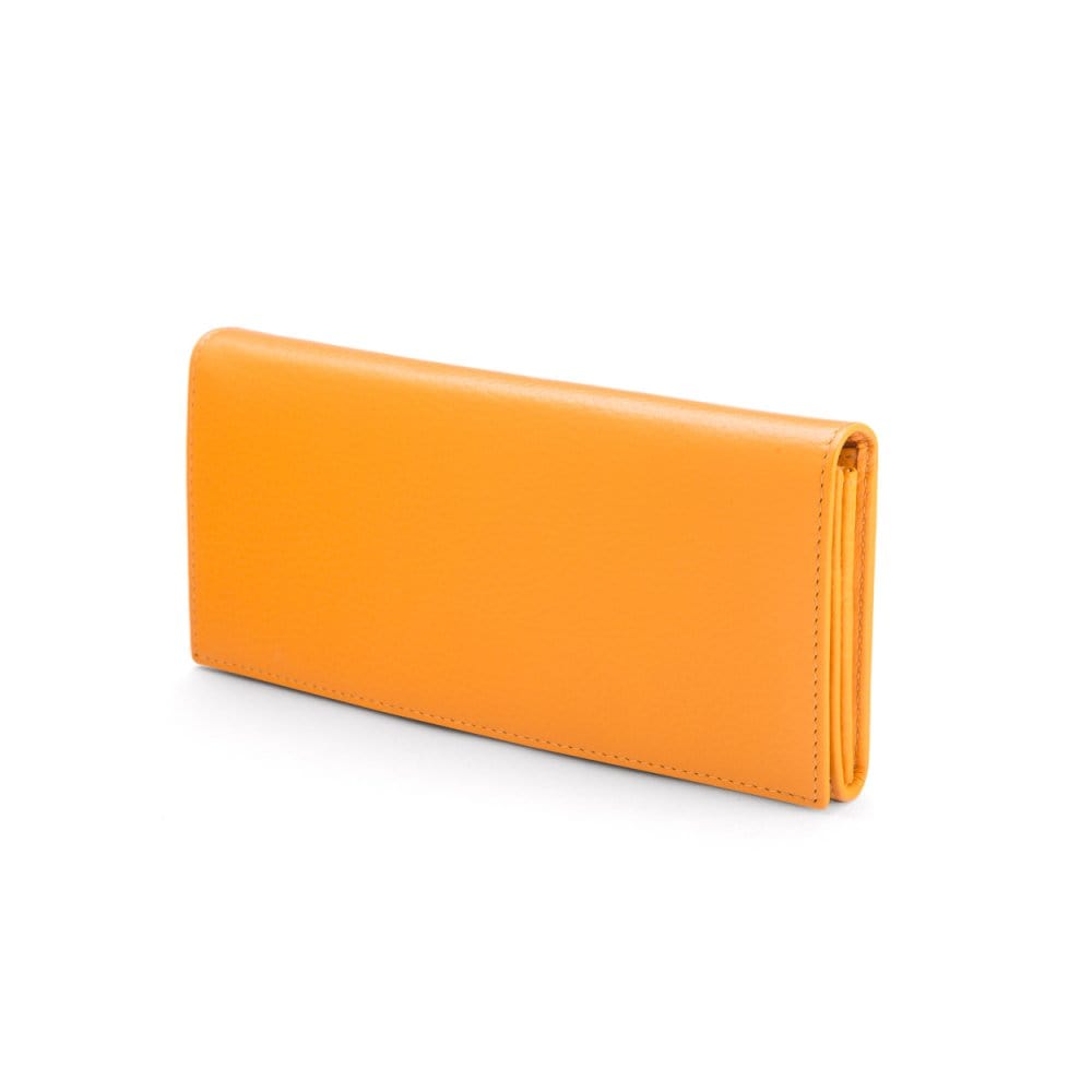 Leather Mayfair concertina purse, yellow, front