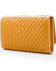 Yellow Woven Leather Concertina Tall Purse