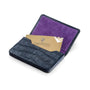 Magnetic Leather Business Card Holder, navy croc, inside
