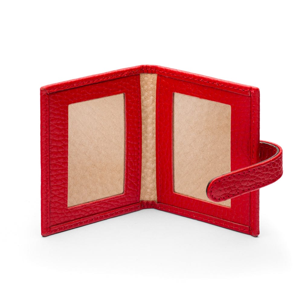 Mini leather passport photo frame, red, 60 x 40mm, inside