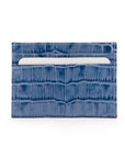 Flat leather credt card case, blue croc, inside