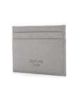 Flat leather credit card wallet 4 CC, grey saffiano, back