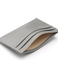 Flat leather credit card wallet 4 CC, grey saffiano, inside