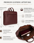 Slim Leather Laptop Bag for 15-inch Laptops, features and dimensions