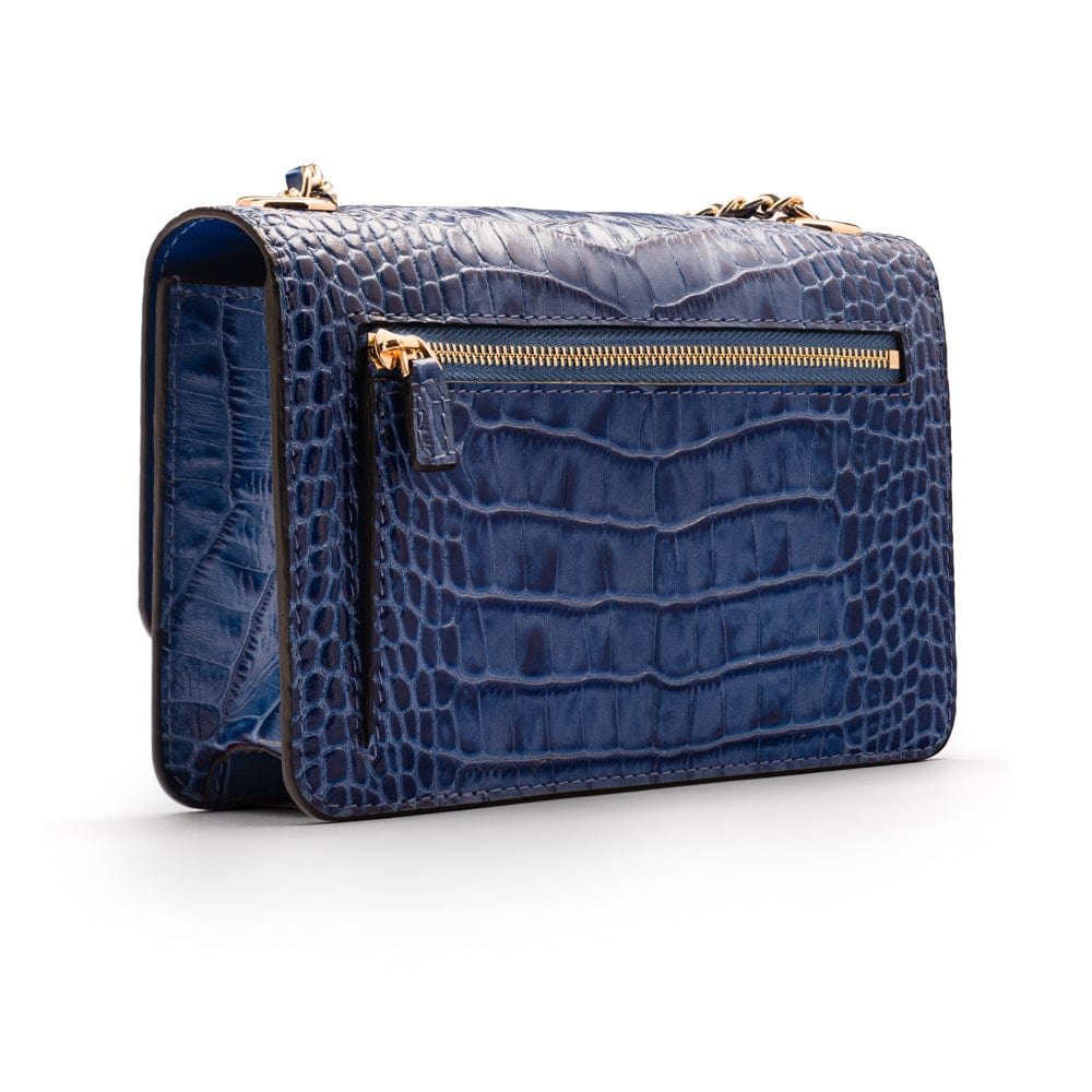 Mini chain bag, blue croc, back